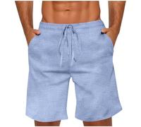 Generisch Pantalones cortos de verano para hombre, color liso, ligeros, cómodos, con cordón y bolsillos, ajustados, pantalones cargo básicos, pantalones cortos de playa, bermudas elásticas, pantalones
