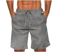 Generisch Pantalones cortos de verano para hombre, color liso, ligeros, cómodos, con cordón y bolsillos, ajustados, pantalones cargo básicos, pantalones cortos de playa, bermudas elásticas, pantalones