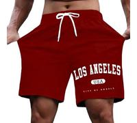 Generisch Pantalones cortos para hombre con estampado alfabeto de algodón, bermudas con bolsillos, pantalones cortos deportivos ligeros y transpirables, pantalones cortos de verano, pantalones cortos