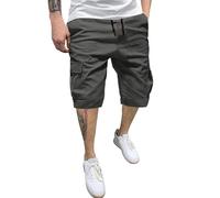 Generisch Pantalones cortos para hombre. Estos pantalones cortos de ocio multifuncionales con muchos bolsillos son perfectos para el día a día., gris, M