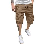 Generisch Pantalones cortos para hombre. Estos pantalones cortos de ocio multifuncionales con muchos bolsillos son perfectos para el día a día., caqui, XL