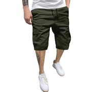 Generisch Pantalones cortos para hombre. Estos pantalones cortos de ocio multifuncionales con muchos bolsillos son perfectos para el día a día., Verde militar., XXL