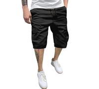 Generisch Pantalones cortos para hombre. Estos pantalones cortos de ocio multifuncionales con muchos bolsillos son perfectos para el día a día., Negro , XXL
