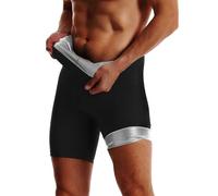Generisch Pantalones cortos para hombre, sauna, pantalones de deporte para adelgazar, pantalones de correr, pantalones térmicos, sudoración, sudor, pantalones de chándal, plata, XL