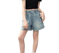 Generisch Pantalones cortos para niña Primavera Vaqueros medianos y grandes Delgados Casual Shorts Tank Top Acolchado, azul claro, 12-13 años