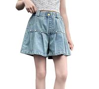 Generisch Pantalones cortos para niña Primavera Vaqueros medianos y grandes Delgados Pantalones Cortos Casual Ropa Bebé Niño 92, azul claro, 10-11 años