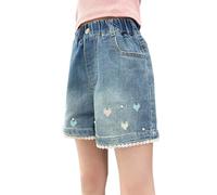 Generisch Pantalones cortos para niña Primavera Vaqueros medianos y grandes Pantalones cortos casuales delgados Chaleco Hombre Sin Cuello, azul claro, 8-9 años