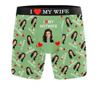 Generisch Pantalones cortos personalizados de los hombres con la cara de la ropa interior personalizada para el novio marido cumpleaños, Verde claro., XL