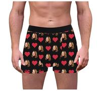 Generisch Pantalones cortos retro para hombre, personalizados, divertidos, con fotos, ropa interior personalizada, 1 calzoncillos tipo bóxer, Negro , XL