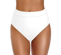 Generisch Pantalones de bikini para mujer con corte alto para un agarre completo, cobertura óptima al nadar, hacer deporte y yoga, Blanco, XL