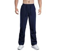 Generisch Pantalones de chándal clásicos para hombre, elásticos, bajos abiertos, pantalones de ocio, pantalones de chándal de cintura alta, pantalones de correr, pantalones anchos y modernos, marine
