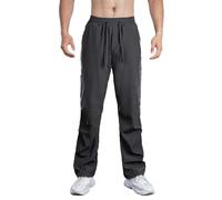 Generisch Pantalones de chándal clásicos para hombre, elásticos, bajos abiertos, pantalones de ocio, pantalones de chándal de cintura alta, pantalones de correr, pantalones anchos y modernos, gris