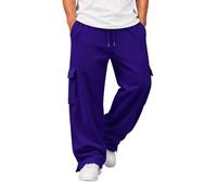 Generisch Pantalones de chándal de forro polar para hombre con pantalones casuales de un solo color para el día a día, cómodos pantalones largos con dobladillo abierto, versátiles, acogedores, ropa de