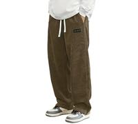 Generisch Pantalones de chándal holgados para hombre Y2K pantalones harén japoneses, pantalones de invierno sueltos, pantalones de pana con cordón, cintura elástica, pantalones deportivos de pierna
