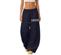 Generisch Pantalones de chándal informales con corte holgado y pierna curvada para una vida diaria óptima, marine, M
