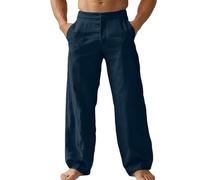 Generisch Pantalones de chándal informales de lino para un aspecto cómodo y elegante para el día a día, marine, XL