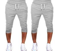 Generisch Pantalones de chándal para hombre, 3/4 largos, pantalones de chándal para hombre, ligeros, pantalones deportivos con cordón y bolsillos, pantalones de entrenamiento, 2 unidades, pantalones