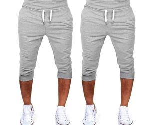 Generisch Pantalones de chándal para hombre, 3/4 largos, pantalones de chándal para hombre, ligeros, pantalones deportivos con cordón y bolsillos, pantalones de entrenamiento, 2 unidades, pantalones