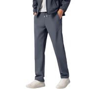 Generisch Pantalones de chándal para hombre con forro polar de invierno fuerte aislamiento térmico para comodidad deportiva al aire libre en estaciones frías, gris, XL