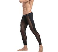 Generisch Pantalones de chándal para hombre de malla transparente, ropa de dormir atractiva, ropa interior de malla, medias largas, mallas deportivas, mallas de compresión, pantalones de compresión