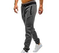 Generisch Pantalones de chándal para hombre, poliéster, pantalones casuales para hombre, cintura media, pantalones de correr, pantalones de jogging, talla L, gris oscuro, XXL