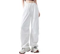 Generisch Pantalones de chándal para mujer, cintura alta, pantalones casuales elásticos, pantalones de deporte, elásticos, para exteriores, pantalones de verano para gimnasio, elásticos, Blanco-3, M