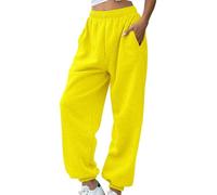 Generisch Pantalones de chándal para mujer, cintura alta, pantalones de deporte para otoño/invierno, cálidos, pantalones de sudaderas, monocolor, elásticos, sueltos, cintura elástica, pantalones para