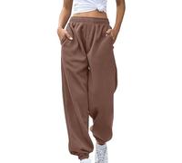 Generisch Pantalones de chándal para mujer, cintura alta, pantalones de yoga para otoño/invierno, cálidos, pantalones de deporte, monocolor, elásticos, sueltos, cintura elástica, pantalones de chándal