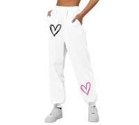 Generisch Pantalones de chándal para mujer con forro polar, pantalones anchos y rectos para entrenamiento, yoga, con prácticos bolsillos, versátiles para actividades deportivas, Blanco, L