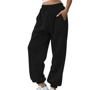 Generisch Pantalones de chándal para mujer holgados con cintura elástica, pantalones de ocio, cintura alta, pantalones de deporte, pantalones de entrenamiento, cómodos, pantalones de salón, pantalones