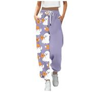 Generisch Pantalones de chándal para mujer, holgados, para Halloween, con cintura elástica y bolsillos, pantalones de deporte, ligeros y cómodos, pantalones de entrenamiento, pantalones de
