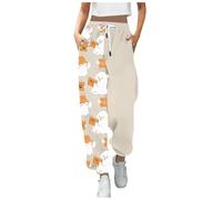 Generisch Pantalones de chándal para mujer, holgados, para Halloween, con cintura elástica y bolsillos, pantalones de deporte, ligeros y cómodos, pantalones de entrenamiento, pantalones de