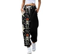 Generisch Pantalones de chándal para mujer, holgados para Halloween, pantalones harén, entrenamiento, yoga, pantalones deportivos, cintura elástica, pantalones de chándal de cintura alta, pantalones