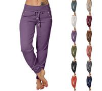 Generisch Pantalones de chándal para mujer, pantalones deportivos de cintura alta, ajuste estrecho, pantalones de chándal con cordón y bolsillos, elásticos, ligeros, cintura elástica, pantalones de