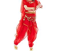 Generisch Pantalones de danza para - Pantalones harén ligeros con tejido en la cadera, ideales para ejercicios de danza del vientre, actuaciones, cómodos pantalones infantiles para divertirse en