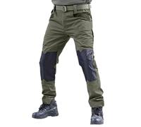 Generisch Pantalones de entrenamiento y trabajo europeos monocromáticos con signos de desgaste, holgados, cómodos, modernos pantalones deportivos con bolsillos, pantalones funcionales, verde, 3XL