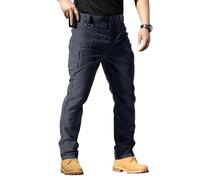Generisch Pantalones de exterior para hombre, elásticos, pantalones de trabajo largos, pantalones de campo, ligeros, ajustados, pantalones de senderismo, monocolor, varios bolsillos, resistentes a la