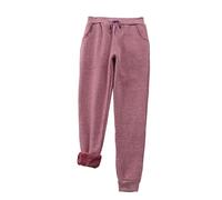 Generisch Pantalones de forro polar largos y suaves para mujer, pantalones térmicos forrados de lana monocolor, mullidos, ropa de casa, pantalones de chándal cómodos, pantalones de chándal de cintura