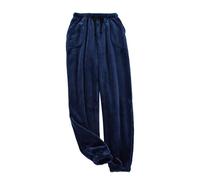 Generisch Pantalones de franela de calidad para hombre, de pierna ancha, sueltos de forro polar coral, con tela gruesa a elegir, marine, XL