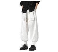 Generisch Pantalones de kimono casuales japoneses para hombre, pantalones harajuku sueltos, pantalones tradicionales asiáticos de cintura elástica pantalones de chándal Y2K hippie ropa de calle estilo