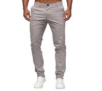 Generisch Pantalones de moda para hombre como forma delgada de pierna completa para tiempo libre informal con prácticos bolsillos laterales, diseño atemporal, gris, XXL