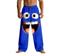 Generisch Pantalones de moda para hombre con estampado decorativo para un look informal y cómodo para todos los días, azul, 3XL