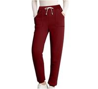 Generisch Pantalones de mujer con puños para mujer, forro polar, con bolsillos, talla grande, 2024, pantalones de chándal con forro de moda, pantalones elásticos para mujer, color rosa, RD1., XL