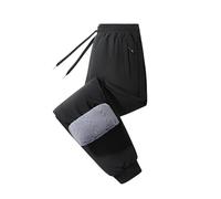 Generisch Pantalones de ocio acolchados y engrosados para hombre en invierno, gran retención de calor, cálidos, resistentes al viento, pantalones casuales con rodillera, Negro , 3XL