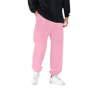 Generisch Pantalones de ocio de forro polar para hombre, elásticos, cómodos, suaves, cálidos, pantalones de invierno, ajuste relajado, pantalones de deporte al aire libre, Rosa., M
