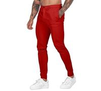 Generisch Pantalones de ocio largos elásticos para hombre, pantalones de relax delgados, pantalones de deporte ajustados, pantalones deportivos con bolsillos, pantalones vaqueros relajados, pantalones
