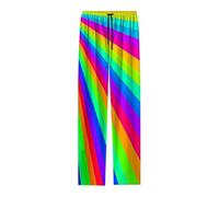 Generisch Pantalones de ocio para hombre con estampado arcoíris de lino para actividades al aire libre, cómodos pantalones largos de ajuste holgado como ropa de primavera y verano, multicolor, L
