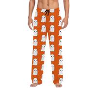 Generisch Pantalones de ocio para hombre, diseño de Halloween, con cordón, cómodos, materiales transpirables para actividades en interiores y exteriores, naranja, M