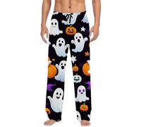 Generisch Pantalones de ocio para hombre, pantalones de Halloween con cordón, bolsillos cómodos, tela transpirable, ajuste relajado, suave, resistente, para actividades al aire libre, Negro , XXL