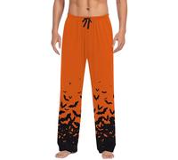 Generisch Pantalones de ocio para hombre, transpirables, con cordón, cómodos bolsillos largos, tela suave para ropa de casa, actividades al aire libre, naranja, XL